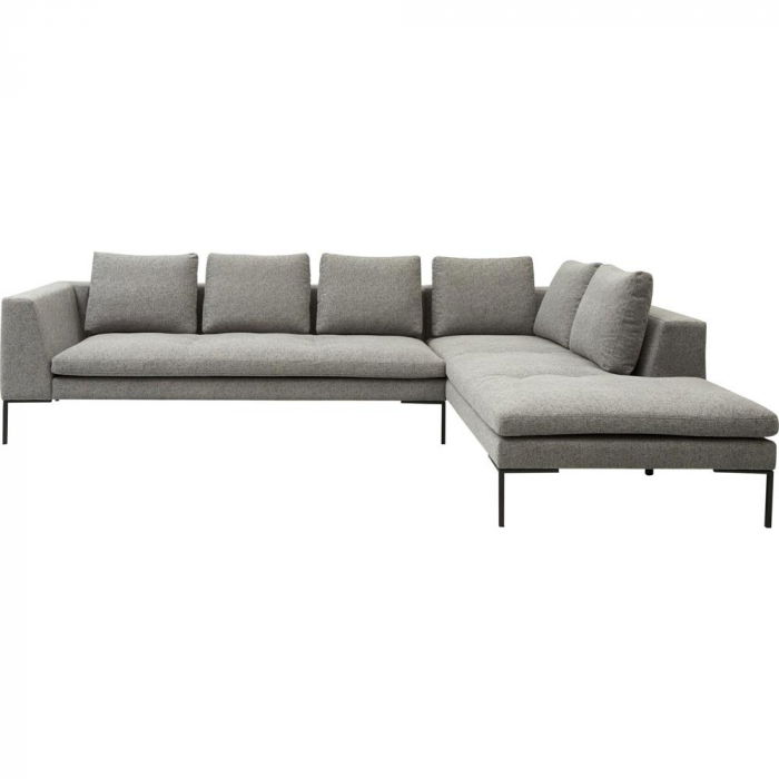Corner sofa Loano Flexlux 319x230 cm with black metal legs and fabric upholstery Group 1 Copparo Light Grey 1461 [1]
