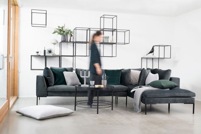 Corner sofa Loano Flexlux 319x230 cm with black metal legs and fabric upholstery Group 1 Copparo Light Grey 1461 [7]