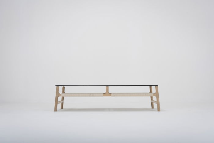 Fawn coffee table solid oak structure and glass top 120x60x30cm Gazzda [5]