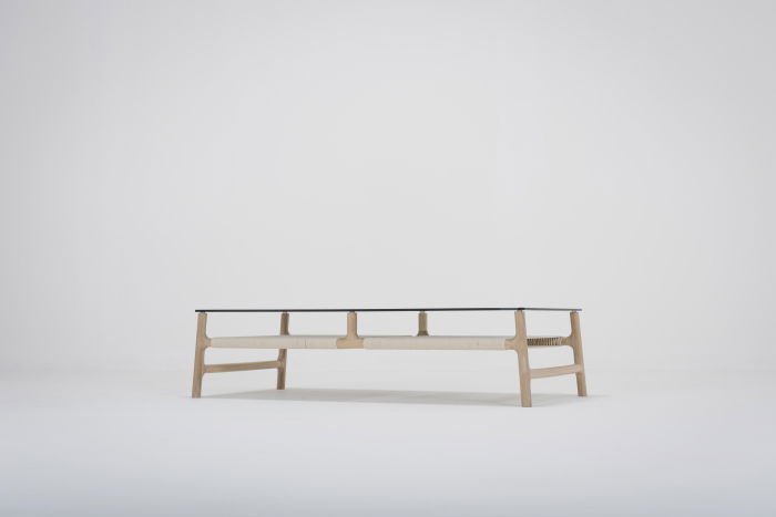 Fawn coffee table solid oak structure and glass top 120x60x30cm Gazzda [7]