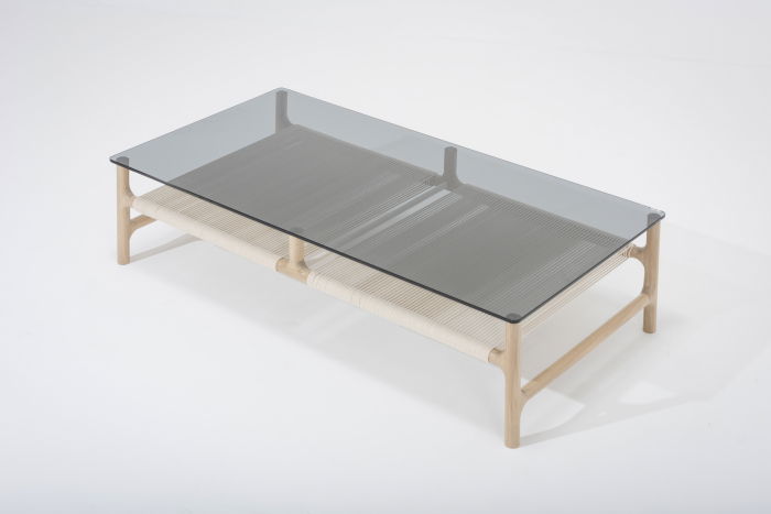 Fawn coffee table solid oak structure and glass top 120x60x30cm Gazzda [4]
