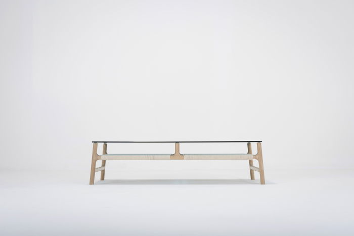 Fawn coffee table solid oak structure and glass top 120x60x30cm Gazzda [8]