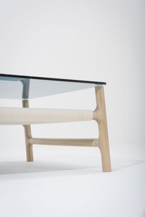 Fawn coffee table solid oak structure and glass top 120x60x30cm Gazzda [21]