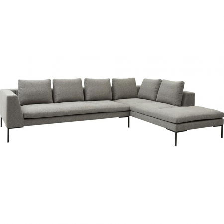 Corner sofa Loano Flexlux 319x230 cm with black metal legs and fabric upholstery Group 1 Copparo Light Grey 1461 [1]