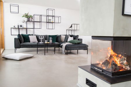 Corner sofa Loano Flexlux 319x230 cm with black metal legs and fabric upholstery Group 1 Copparo Light Grey 1461 [4]