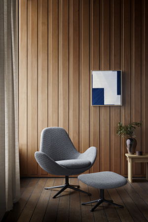 Produse - Ghost low chair Flexlux with swivel black metal legs and fabric upholstery Group 1 Firenze Cashmere Blue 0152