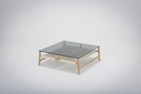 Fawn coffee table with solid wood structure and glass top 90x90x30cm Gazzda [0]
