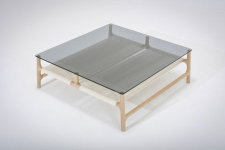 Fawn coffee table with solid wood structure and glass top 90x90x30cm Gazzda [4]