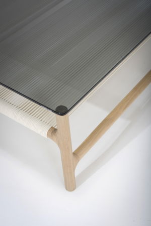 Fawn coffee table with solid wood structure and glass top 90x90x30cm Gazzda [5]