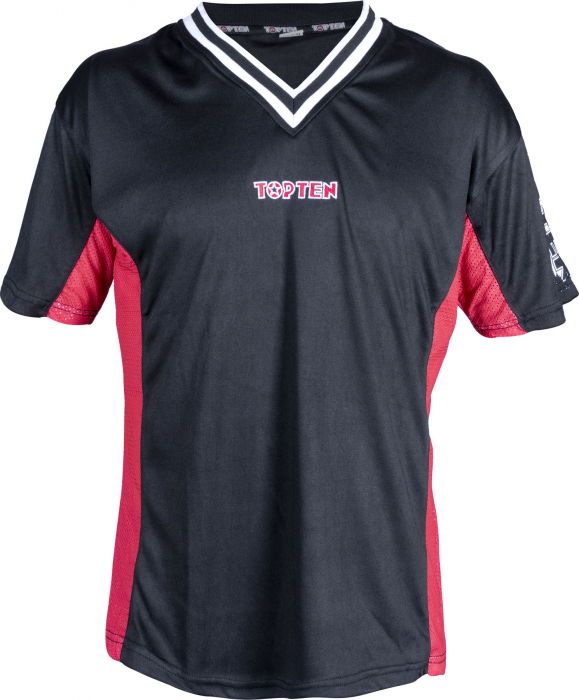 Tricou, gat V pentru kickboxing „slimfit”, aprobat WAKO -negru-rosu, 180 cm [3]