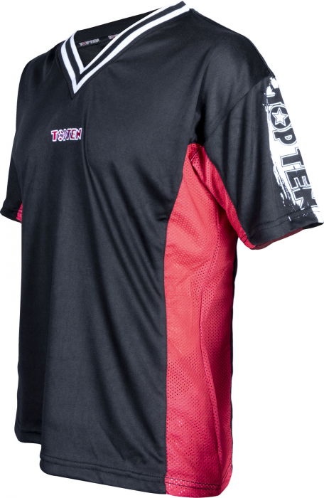 Tricou, gat V pentru kickboxing „slimfit”, aprobat WAKO -negru-rosu, 180 cm [2]