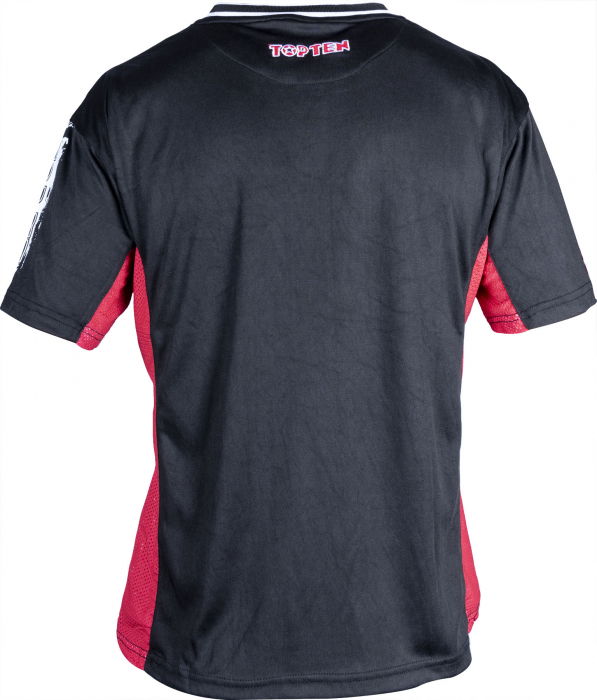 Tricou, gat V pentru kickboxing „slimfit”, aprobat WAKO -negru-rosu, 180 cm [4]