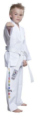 Dobok-uri, Uniforme, Combinezoane - Dobok ITF KIDS, aprobat ITF, Top Ten, Alb, 110 cm