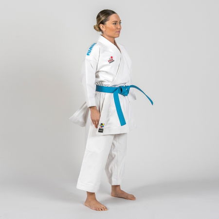 Imbracaminte - Jacketa KATA Karate BUDOKAN EXCELLENCE, alb cu broderie albastra, 150 cm