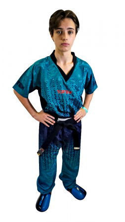 Trening-uri - Uniforma Kickboxing „Grafic”, Top Ten, Turcoaz, 130 cm