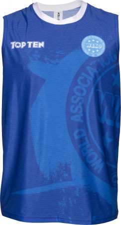 Tricouri sport barbati - Maieu aprobat WAKO “WAKO Kick Light”, Top Ten, Albastru, M