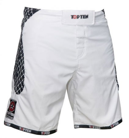 MMA - Pantaloni scurti „Cage“, Top Ten, Alb-Negru, XL