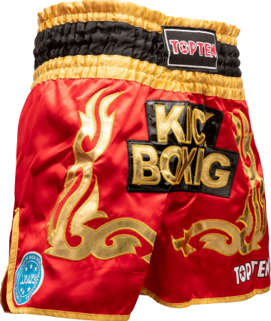 Box - Pantaloni scurti "WAKO Kickboxing", aprobat WAKO, Rosu, XL