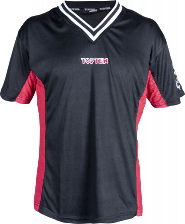 Tricou, gat V pentru kickboxing „slimfit”, aprobat WAKO -negru-rosu, 180 cm [2]