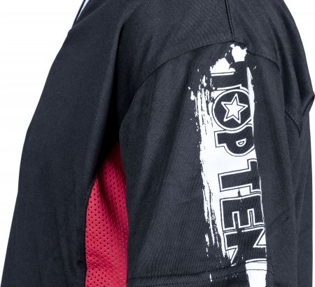 Tricou, gat V pentru kickboxing „slimfit”, aprobat WAKO -negru-rosu, 180 cm [4]