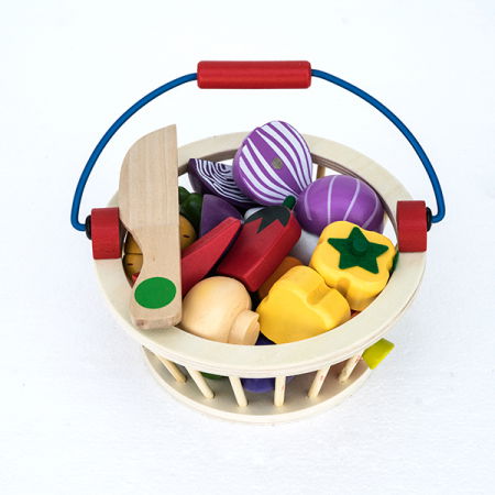 Accesorii Bucatarie - Cos cu Legume din Lemn - 14 Piese