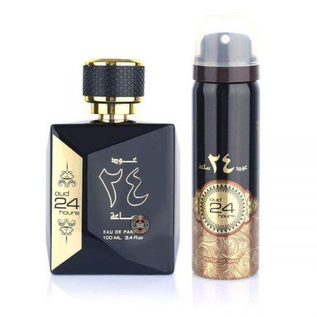 Parfumuri lemnoase - Set Oud 24 Hours, apa de parfum 100 ml + deodorant 50 ml, unisex - inspirat din Black Orchid by Tom Ford