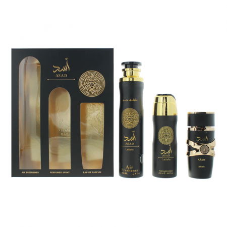 Parfumuri bărbați - Set Cadou Asad, Lattafa,  apa de parfum 100 ml + deo spray 200 ml + odorizant camera 300 ml, barbati