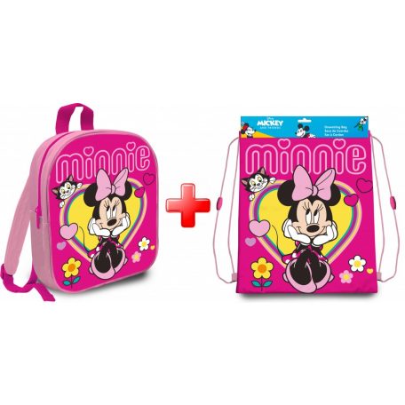 Ghiozdane si rucsacuri - Set ghiozdan si geanta sport Minnie Mouse pentru gradinita