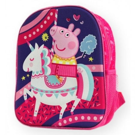 Ghiozdane si rucsacuri - Ghiozdan 3D Peppa Pig Si Unicornul, 32 cm pentru gradinita sau cresa