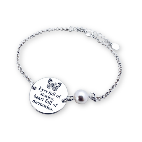 Cadouri personalizate iubita / sotie - Bratara personalizata argint banut si perla - Eyes full of Stories...