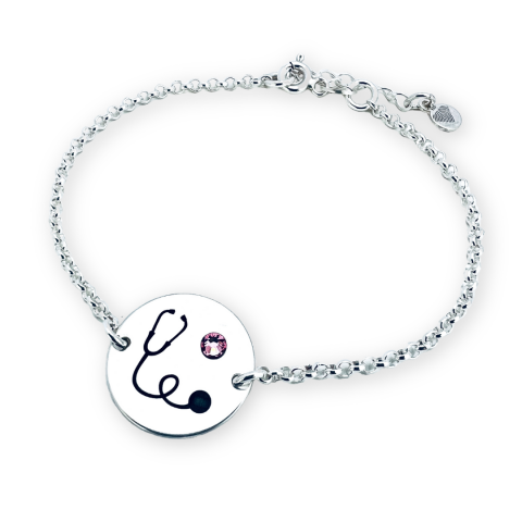 Cadouri personalizate iubita / sotie - Bratara personalizata argint cu cristal - Cadou absolventă Medicină