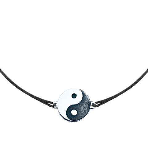 Cadouri personalizate iubita / sotie - Bratara personalizata argint, snur reglabil Ying si Yang