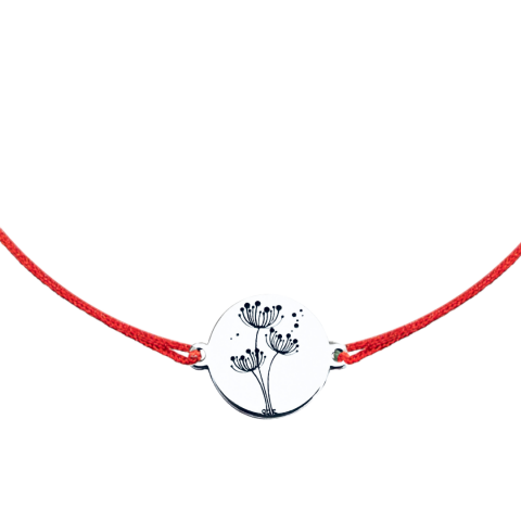 Cadouri personalizate iubita / sotie - Brățară personalizată din argint, cu șnur reglabil – simbol Papadie