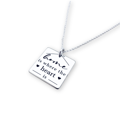 Cadouri personalizate iubita / sotie - Colier din argint personalizat - Home is where the Heart is