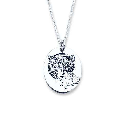 Cadouri personalizate iubita / sotie - Lantisor personalizat din argint pandantiv Oval - Catwoman