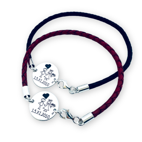 Cadouri personalizate iubita / sotie - Set bratari personalizate cuplu din argint - Cadou Nunta