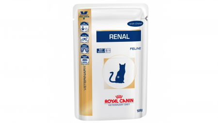 Diete veterinare pisici - Royal Canin Felin Hrana Umeda Renal cu Pui 1x85 g