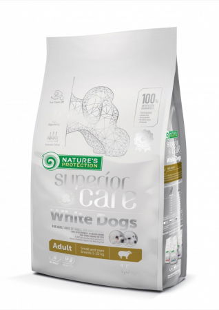 Hrana Uscata Caini - NATURES PROTECTION Superior Care White Dogs Small&Mini, Miel, ajuta la eliminarea lacrimarii excesive si reducerea petelor maronii de la ochi, 1.5kg