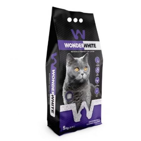 Asternut litiera / Nisip / Silicat - Asternut bentonita pentru pisici Wonder White, 5kg, aroma Lavanda