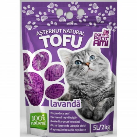 Asternut litiera / Nisip / Silicat - Asternut igienic pentru pisici Tofu Lavanda, Mon Petit 5 l