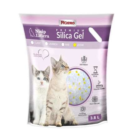 Asternut litiera / Nisip / Silicat - Asternut pentru litiera pisici nisip silica-gel figaro premium 3.8l- Lamaie
