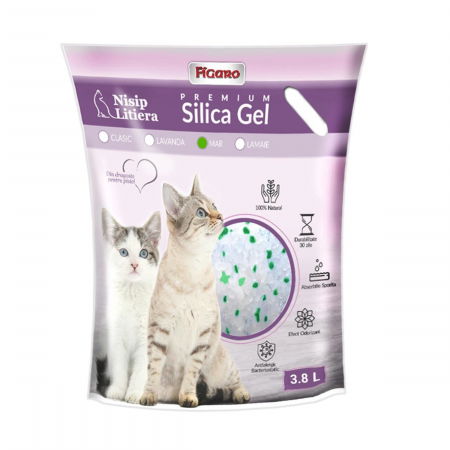Asternut litiera / Nisip / Silicat - Asternut pentru litiera pisici nisip silica-gel figaro premium 3.8l- Mar