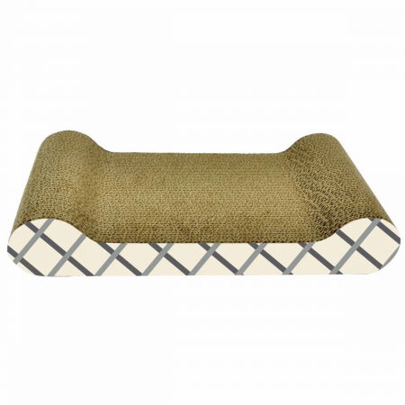 Ansambluri de joaca, sisaluri - Carton de zgariat pentru pisici, model carouri, 38.1×22.22×7.62 cm, Multicolor