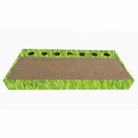 Ansambluri de joaca, sisaluri - Carton de zgariat pentru pisici, model Scratch&Play, 48.26×22.22×5.08 cm, Verde