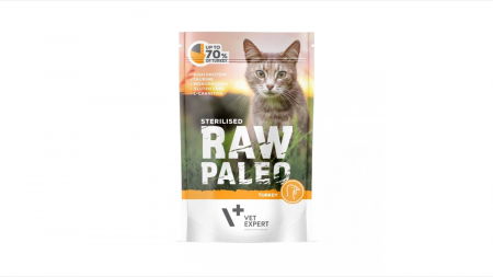Hrana Umeda - Hrana umeda pentru pisici sterilizate, RAW PALEO CAT, carne de curcan, 100 g