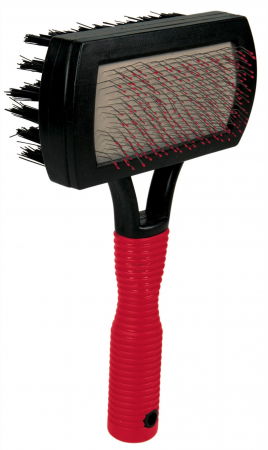 Perii si descalcitoare caini - Perie Plastic  pentru caini si pisici cu Doua Fete 10x17 cm