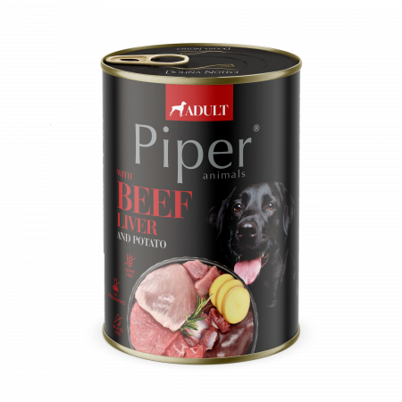 Hrana Umeda Caini - Piper Adult, Hrana Umeda, Ficat de Vita si Cartofi, 400 g