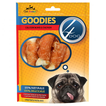 Recompense delicioase - Recompense 4DOG Goodies Calcium Bone and Chicken 100g