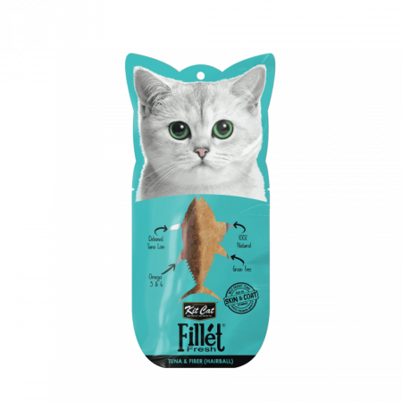 Recompense Delicioase - Recompense lichde pentru pisici Kit Cat Fillet Fresh, ton si fibre, hairball, 30g
