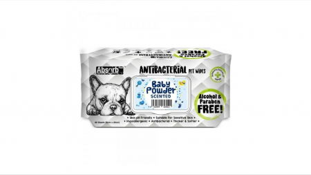 Hrana Uscata Pisici - Servetele umede Antibacterial Pet WET Wipes, BABY POWDER- pachet 80 buc